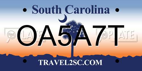 OA5A7T South Carolina License Plate