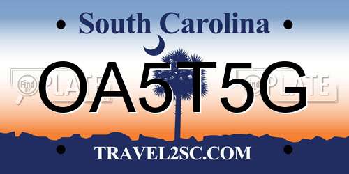 OA5T5G South Carolina License Plate