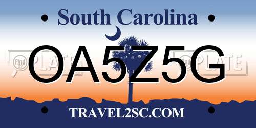 OA5Z5G South Carolina License Plate