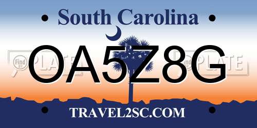 OA5Z8G South Carolina License Plate