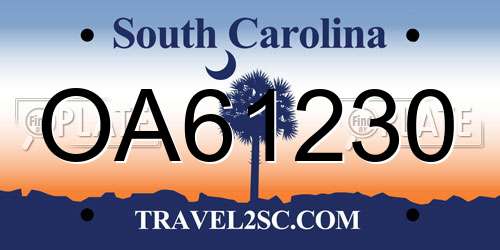 OA61230 South Carolina License Plate