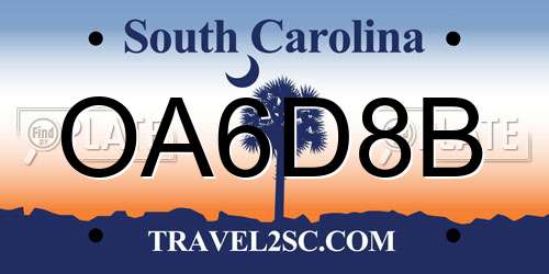 OA6D8B South Carolina License Plate