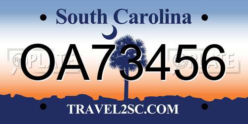 OA73456 South Carolina License Plate