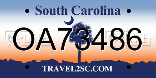 OA73486 South Carolina License Plate