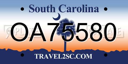 OA75580 South Carolina License Plate