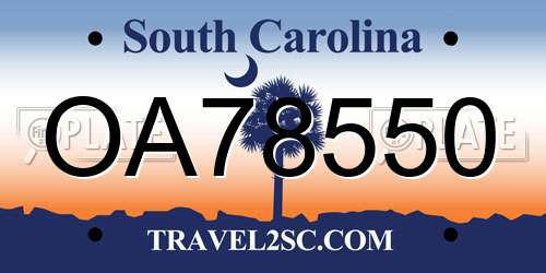 OA78550 South Carolina License Plate