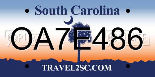 OA7E486 South Carolina License Plate