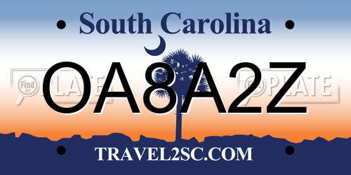 OA8A2Z South Carolina License Plate