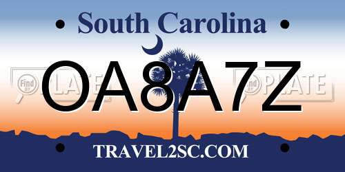 OA8A7Z South Carolina License Plate
