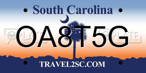 OA8T5G South Carolina License Plate