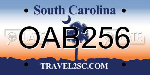 OAB256 South Carolina License Plate