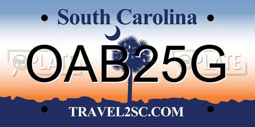 OAB25G South Carolina License Plate