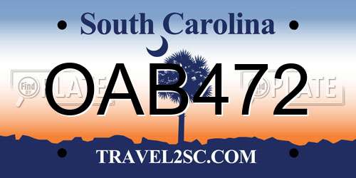 OAB472 South Carolina License Plate