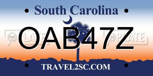 OAB47Z South Carolina License Plate