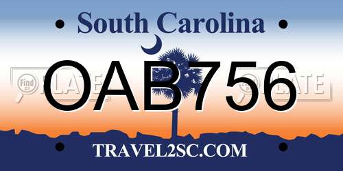 OAB756 South Carolina License Plate