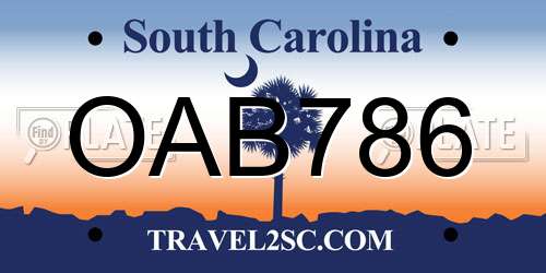 OAB786 South Carolina License Plate
