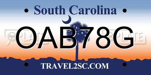 OAB78G South Carolina License Plate