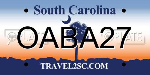 OABA27 South Carolina License Plate