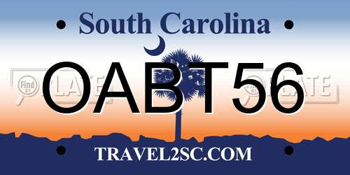 OABT56 South Carolina License Plate