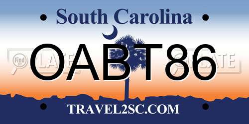 OABT86 South Carolina License Plate