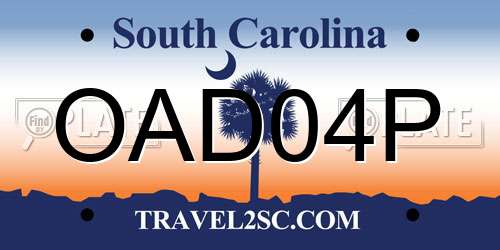 OAD04P South Carolina License Plate