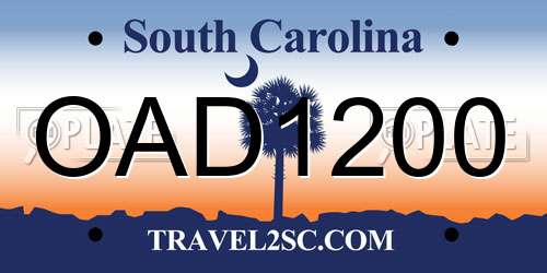 OAD1200 South Carolina License Plate