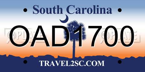 OAD1700 South Carolina License Plate