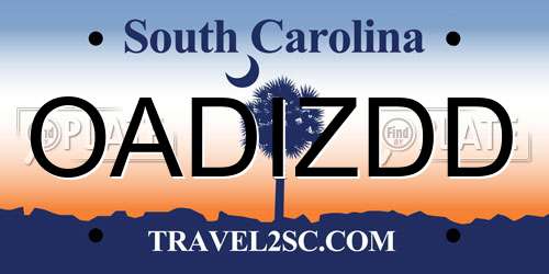 OADIZDD South Carolina License Plate