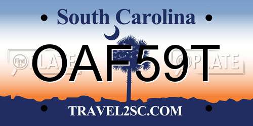 OAF59T South Carolina License Plate