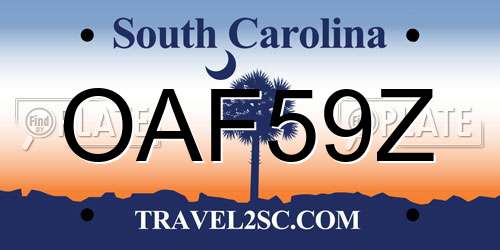 OAF59Z South Carolina License Plate