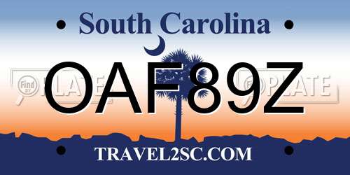 OAF89Z South Carolina License Plate