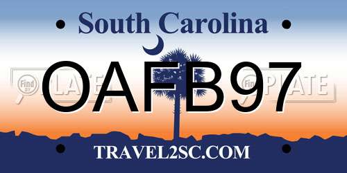 OAFB97 South Carolina License Plate