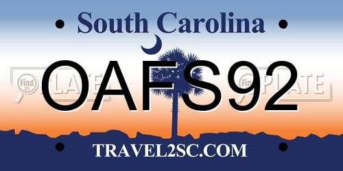 OAFS92 South Carolina License Plate