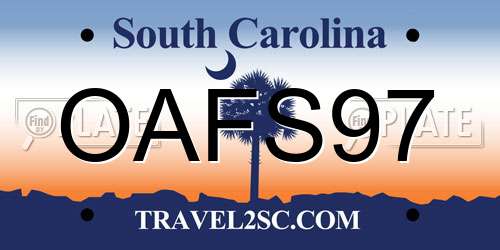 OAFS97 South Carolina License Plate