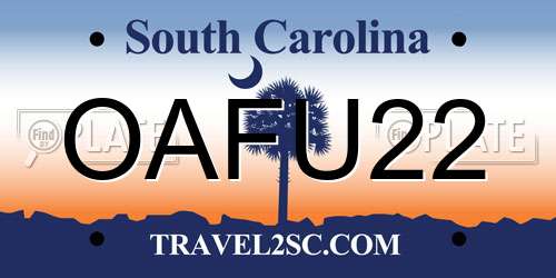 OAFU22 South Carolina License Plate