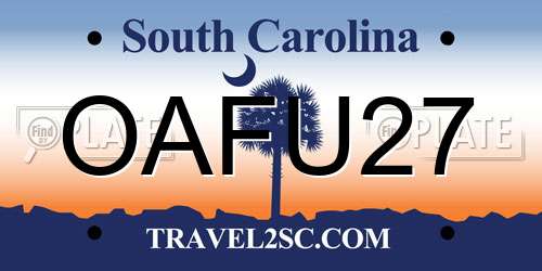 OAFU27 South Carolina License Plate