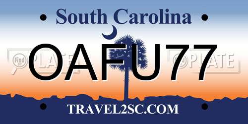OAFU77 South Carolina License Plate
