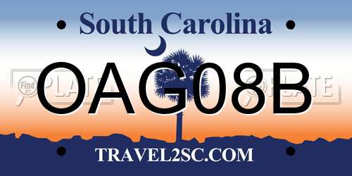 OAG08B South Carolina License Plate