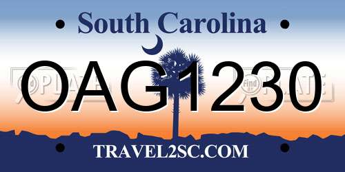 OAG1230 South Carolina License Plate