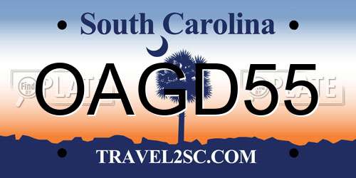 OAGD55 South Carolina License Plate