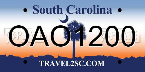 OAO1200 South Carolina License Plate