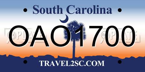OAO1700 South Carolina License Plate