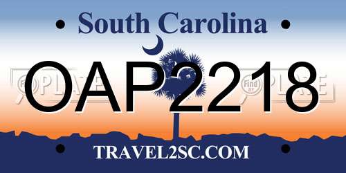 OAP2218 South Carolina License Plate