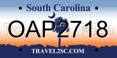 OAP2718 South Carolina License Plate
