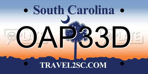 OAP33D South Carolina License Plate