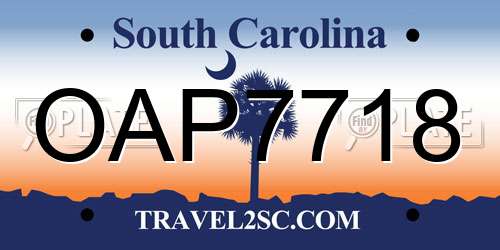 OAP7718 South Carolina License Plate