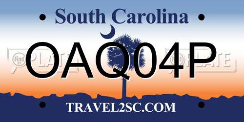 OAQ04P South Carolina License Plate