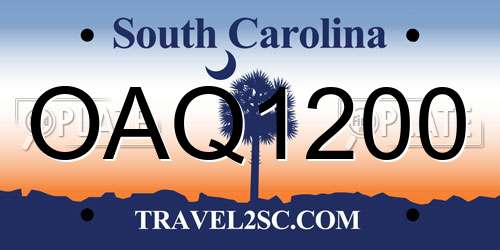 OAQ1200 South Carolina License Plate