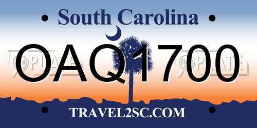 OAQ1700 South Carolina License Plate