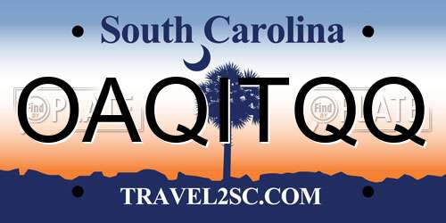 OAQITQQ South Carolina License Plate